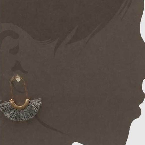 Gray Tassel Trim Earrings - Picture 5 of 5